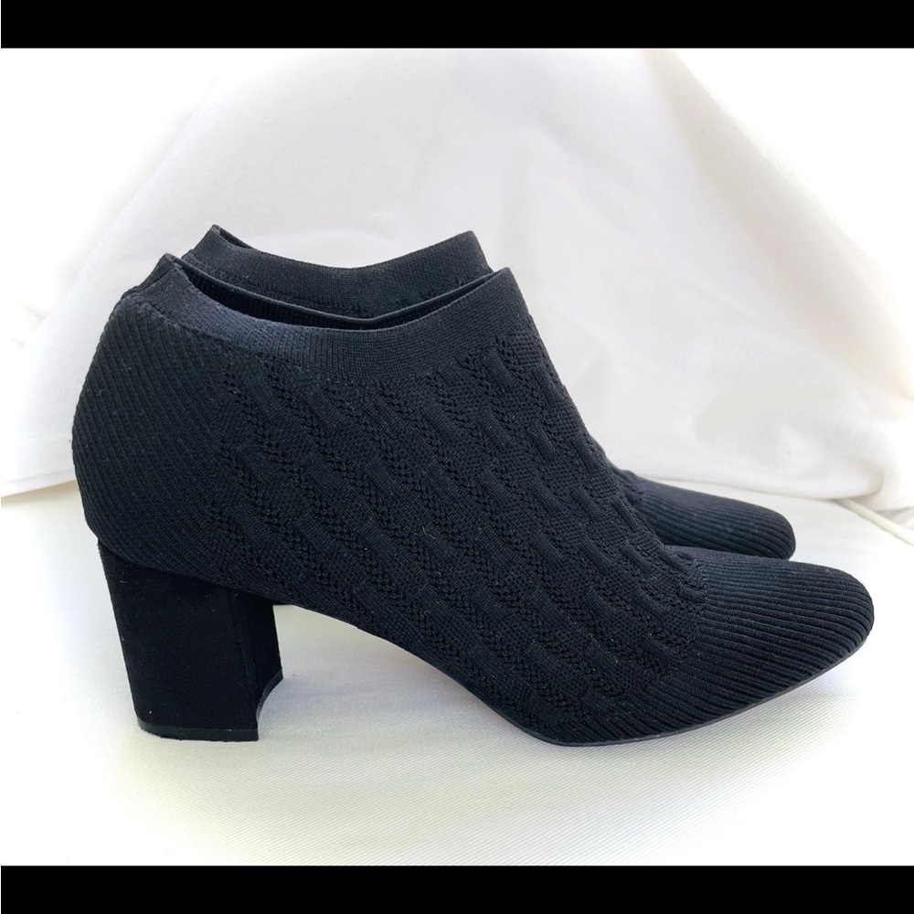 Impo Stretch Booties w/ Memory Foam Black Knit Block Heel Women NEW IN BOX
